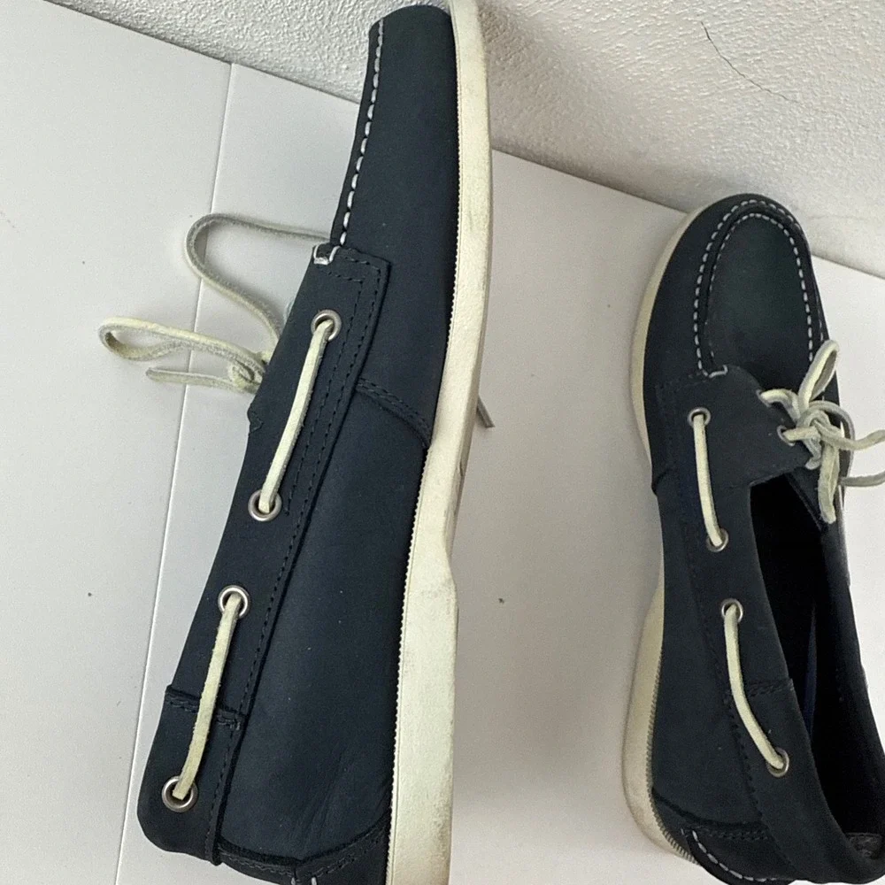 Joseph Abboud Mens Navy Blue Leather Boat Shoes Nautical Loafers Lot 13343